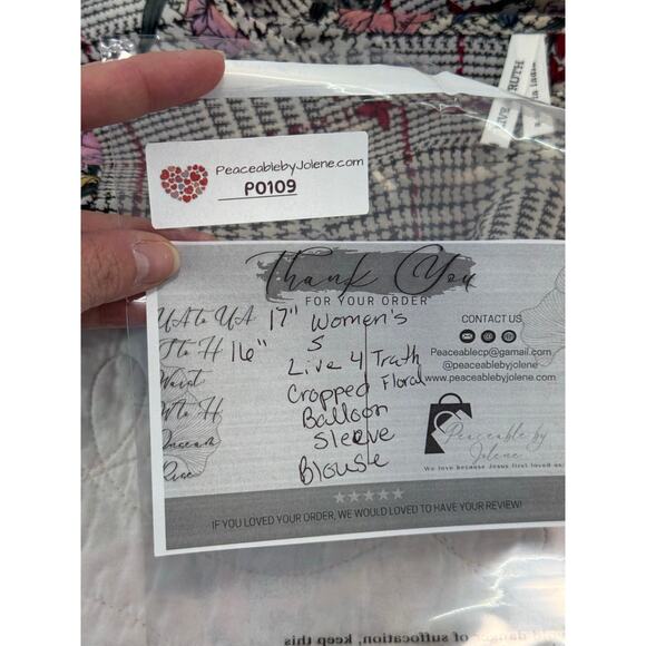 Live 4 Truth women’s S floral crop blouse balloon sleeves - Picture 10 of 10